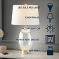 thumbnail image 3 of JONATHAN Y Reese 26.5" 1-Outlet Contemporary Style Iron/Glass LED Table Lamp with USB Charging Port, Silver/Brass Gold, JYL4054A, 3 of 6