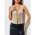 thumbnail image 5 of Womens Sequin Vest Sleeveless Deep V Neck Vest Cami Tank Tops, 5 of 6