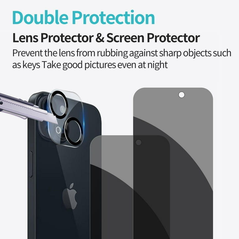 Pehael [2+2 Pack] iPhone 14 Pro Max Privacy Screen Protector with Camera  Lens Protector Full Coverage Anti-Spy Tempered Glass Film 9H Hardness  Upgrade