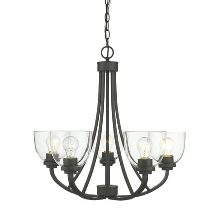 

5 Light Chandelier Clear Glass Shade Bronze Frame