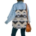 thumbnail image 3 of Women's Button Down Shirt Jacket Aztec Denim Jacket Hip Length Denim Jean Jackets Shackets Blue L, 3 of 6