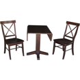 thumbnail image 1 of International Concepts K15-36-C613-2 Table Carrée à Double Abattant de 36 Po avec 2 Chaises Dossier en X, Moka Riche, 1 of 5