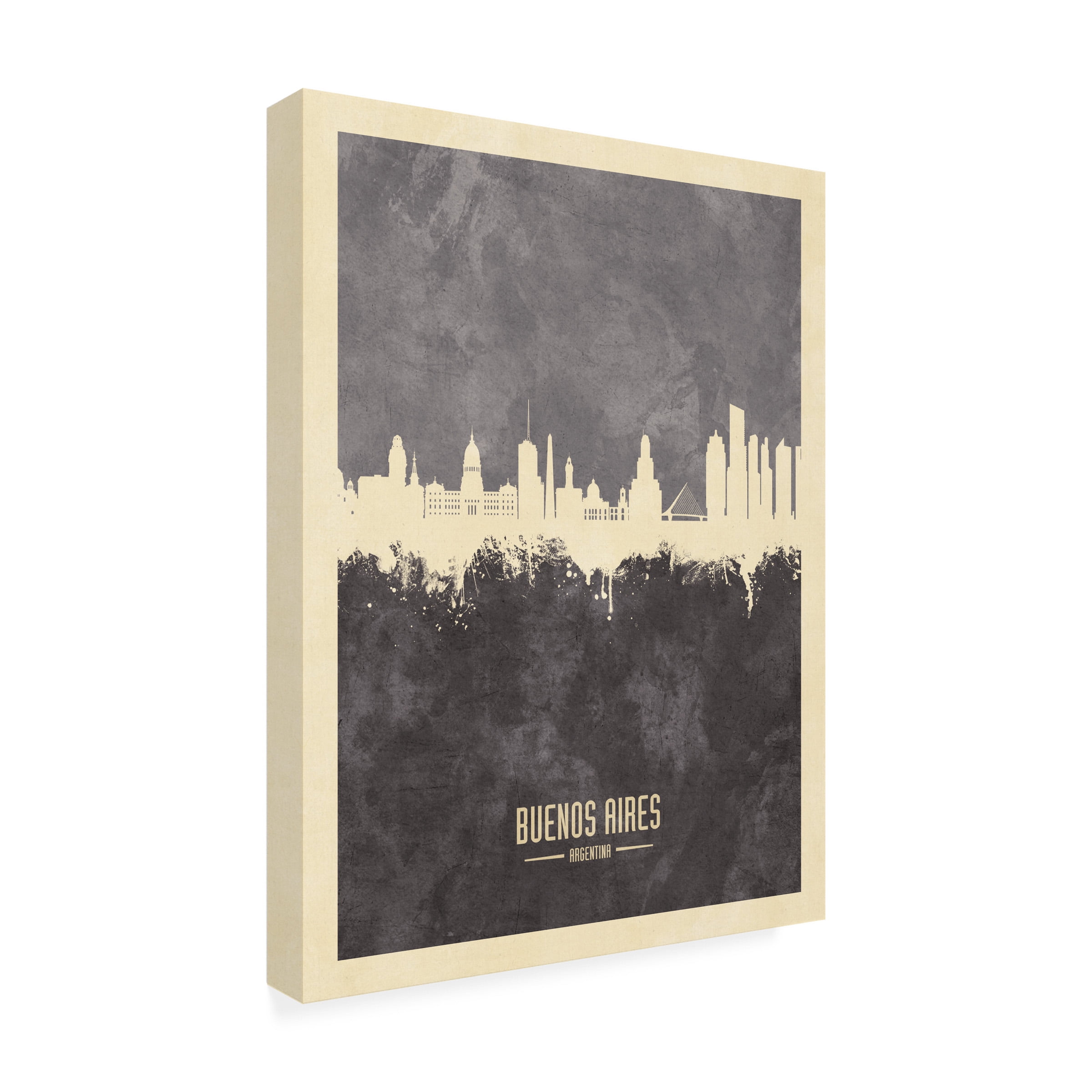 Michael Tompsett 'Buenos Aires Argentina Skyline Gray' Canvas Art