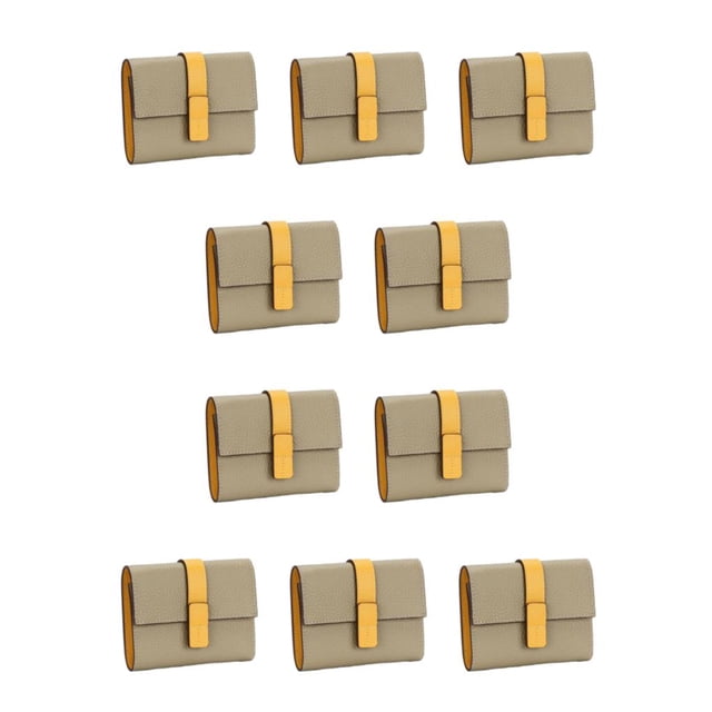 Sonducket Monedero de cuero para mujer, reemplazo Rectangular triple, Color sólido, elegante, con compartimento para efectivo, regalo de Gris 10piezas