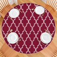 thumbnail image 2 of Burgundy Geometric Quatrefoil Pattern Round Fitted Tablecloth with Elastic Edge,Dining Table Cover Waterproof,Outdoor Round Tablecloth for Camping,Dining,Indoor and Outdoor, 2 of 7