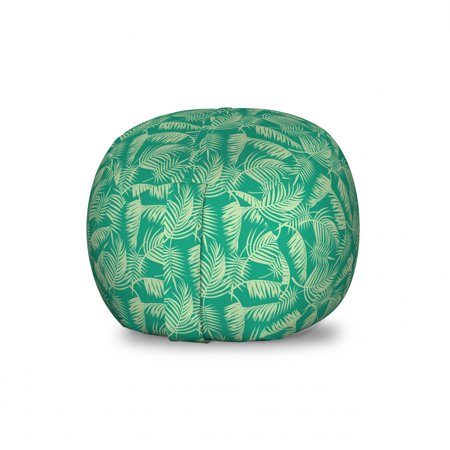 Tropical Storage Toy Bag Chair  Exotic Fan Palm Leaves Foliage Plants Hawaiian Rainforest Jungle Design  Stuffed Animal Organizer Washable Bag  Small Size  Sea Green Pale Green  by Ambesonne