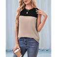 thumbnail image 5 of Women Casual Summer Round Neck Colorblock Sleeveless Tank Top Black+ L, 5 of 7