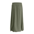 thumbnail image 5 of cocolona Skirts for Women Summer Casual Loose Elastic Waist Long Skirts Beach Vacation Pleated Flowy Skirts with Pockets Army Green XL, 5 of 6