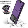 thumbnail image 5 of Case Compatible with iPhone 15 Pro Max with Card Holder 4-Card Dual Layer Heavy Duty Shockproof Wallet Case Hidden Flip Card Slot Protective Hard Cover for iPhone 15 Pro Max 6.7'' Grey Purple, 5 of 14