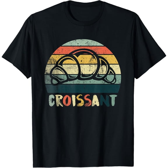 Funny Vintage Croissant T-Shirt Retro Crasant Crosant T-Shirt men and women can wear, black, white, gifts