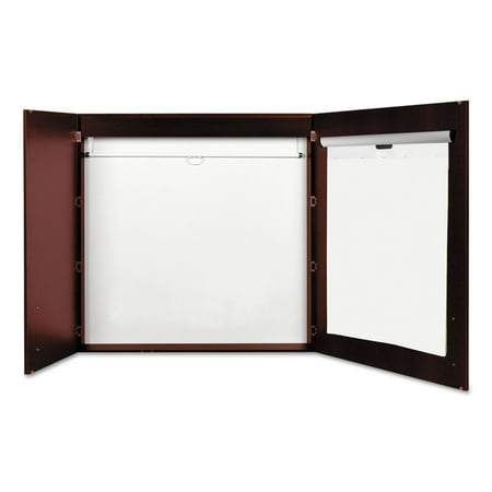 Conference Cabinet, Porcelain Magnetic, Dry Erase, 48 x 48, Cherry