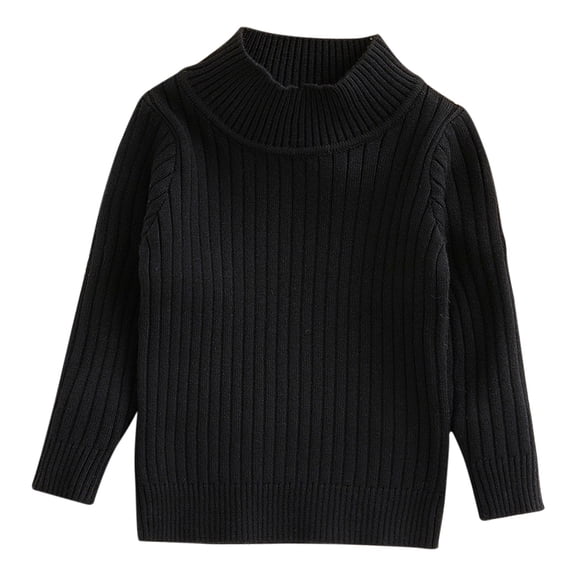 Otqutp Children Girls Knitted Outwear Toddler Baby Girl Boy Knit Sweater Round Neck Long Sleeve Pullover Sweatshirt Fall Winter Pullover Warm Tops(Black,18-24 Months)