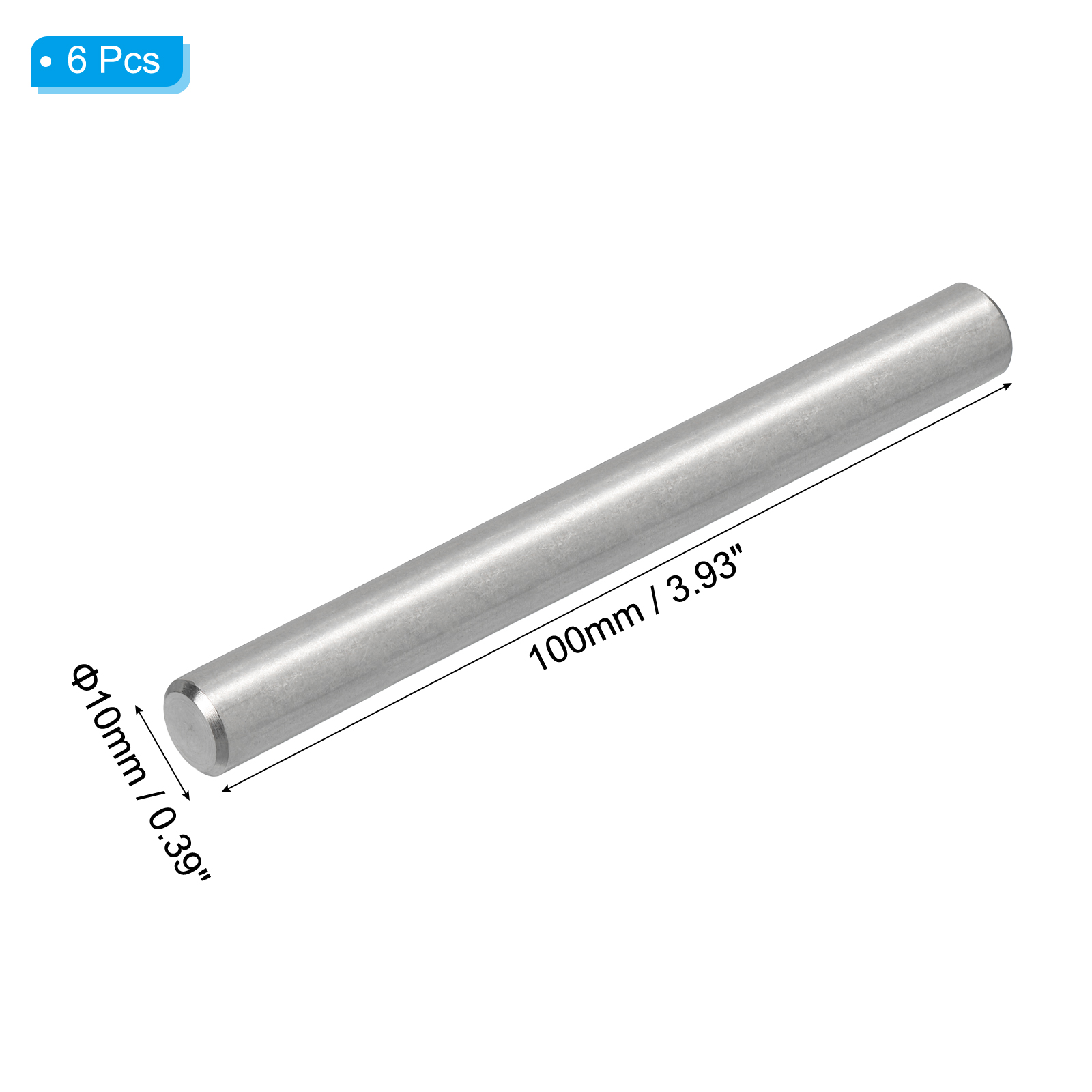 Uxcell 304 Stainless Steel Dowel Pins 10 x 100 Mm, 100 Pack Metal Dowel Pins Shelf Pegs Support Shelves Bunk Bed Fasten Elements