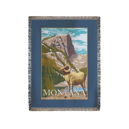 Montana, Last Best Place - Big Horn Sheep - Lantern Press Original Poster (60x80 Woven Chenille Yarn (Best Place To Sell Used Technology)