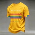thumbnail image 2 of GrmtClth Men's We the People Means Everyone Shirts Pried Rainbow Flag Pattern Top Equality Short Sleeves Tee Comfy Round Neck Clothing Yellow S, 2 of 4