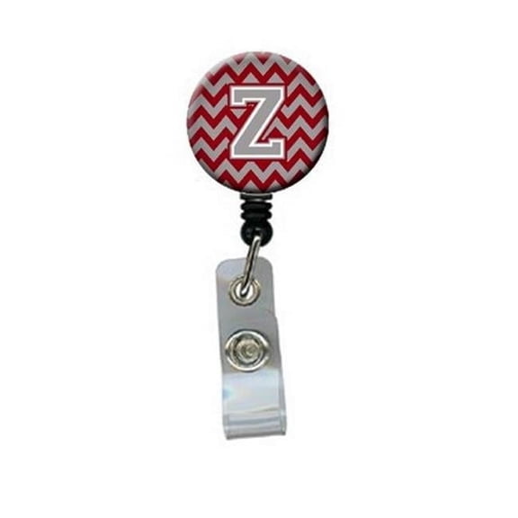 Carolines Treasures CJ1043-ZBR Letter Z Chevron Crimson & Grey Retractable Badge Reel, 5 x 1 x 2 in.