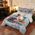 thumbnail image 4 of Manfei Watercolor Bald Eagle Full Size Bedding Sets, Grunge Flower US Flag Full Size Bed in a Bag, Gray Reversible 7 Pieces, 4 of 6