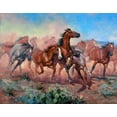 thumbnail image 2 of Sorenson, Jack 24x20 Gold Ornate Wood Framed with Double Matting Museum Art Print Titled - Runnin Thunder, 2 of 4