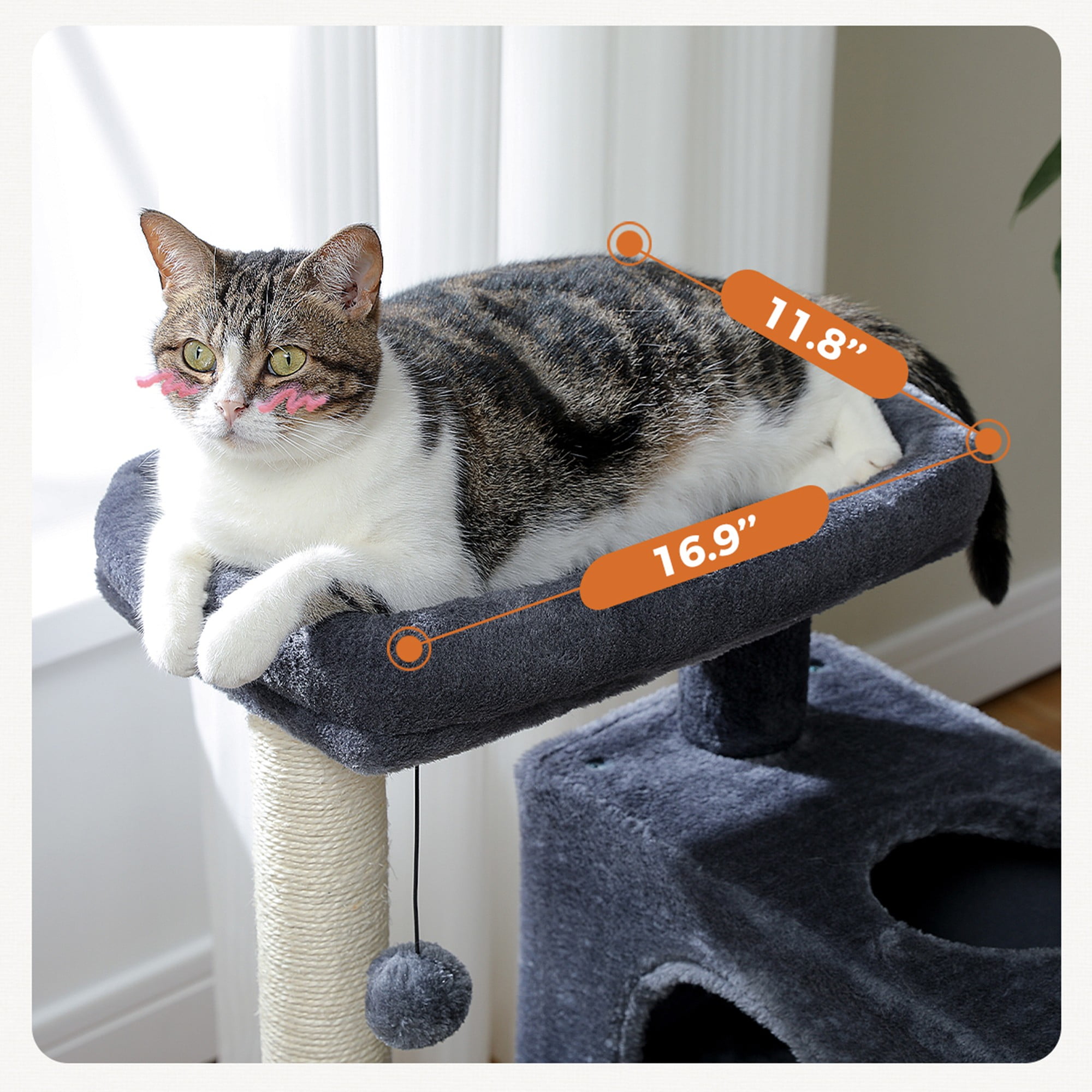 resenkos 31.5" Cat Tree Tower for Adult Cats, Stable Cute Sisal Cat Climb Holder Cat Condo for Indoor Cats Lamb, Dark Gray