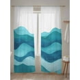 thumbnail image 5 of Teal Blue Sheer Curtains 108 Inch Long 2 Panels, Ombre Ocean Wave Abstract Watercolor Modern Art Light Filtering Rod Pocket Semi Sheer Curtains, Sheer Voile Drapes for Living Room Bedroom, 52"x108", 5 of 5