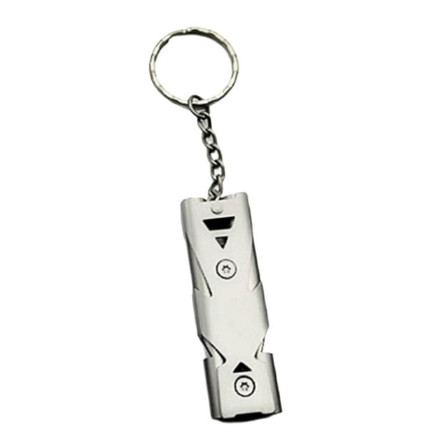 Silbato de seguridad DYNWAVEMX de doble tubo con llavero para Senderismo Camping Kayak señal gris