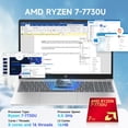 thumbnail image 4 of HP 15.6 Flagship Touchscreen Laptop Computer, AMD Ryzen 7 7730U, 16GB RAM, 512GB SSD, 15.6" Full HD Display, HD Webcam, Windows 11 Pro, Wi-Fi 6 for Business & Student, 4 of 8