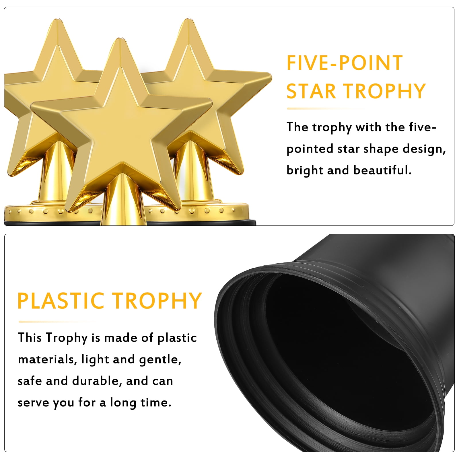 YOSADIER 20Pcs Plastic Five Point Star Trophy for Party Award and Decor
