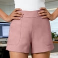 thumbnail image 6 of Oiangi Dress Shorts for Women High Waist Solid Color Shorts Casual Business Flat Front Shorts with Pockets Pink S, 6 of 6