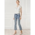thumbnail image 3 of Blusa de gasa ligera con volantes para mujer Allegra K Blanco Violeta L, 3 of 6