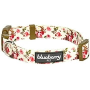 Angle View: Blueberry Pet 7 Patterns Spring Scent Inspired Pink Rose Print Ivory Adjustable Dog Collar, X-Small, Neck 8"-11"