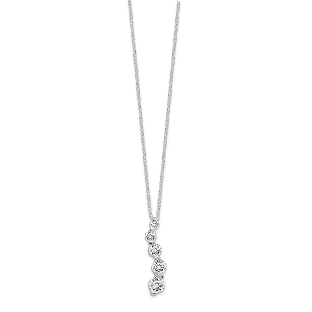 AA Jewels - Solid 925 Sterling Silver CZ Cubic Zirconia Journey Pendant ...