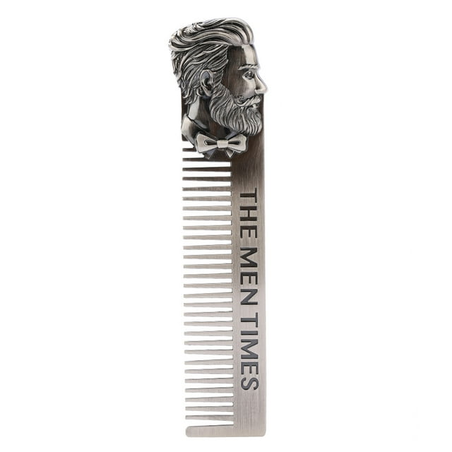 Peine portátil de bolsillo de acero inoxidable con forma de caballero para afeitar barba y bigote.