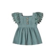 thumbnail image 1 of Xingqing 4 Colors Newborn Baby Girls Princess Dress Solid Lace Fly Sleeve Button A-Line Mini Dress, 1 of 7