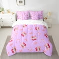 thumbnail image 2 of Manfei Boys Girls Cartoon Cherry Bow 7pcs Bedding Comforter Set,Cute Bowknot Queen Bedding Sets Super Cozy,Dreamy Princess Queen Sheet Sets,Luxury Bedroom Decor,Reversible, 2 of 8