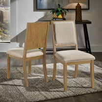 Weston Home Alta Wood Finish Cream Boucle Fabric Dining Chair, Set of 2, Oak Wash