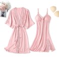 thumbnail image 3 of thinsony Femmes Vêtements de Nuit Peignoir Robe Robe Lingerie Intime Polyester Lavable en Vrac Intérieur Ménage Sommeil Tenue Rose, 3 of 8