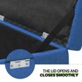 thumbnail image 4 of OSM 42 Inch Long Storage Ottoman Bench, Linen Foot Stool Upholstered Foam Padded Rectangular Fabric Tufted Bench Footrest for Living Room Bedroom Entryway with 660 Lbs Capacity, Navy Blue, 4 of 9