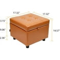 thumbnail image 3 of H&B Luxuries Tufted Leather Square Flip Top Storage Ottoman Cube Foot Rest, 3 of 18