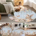 thumbnail image 5 of Round Rug 6Ft Washable Non-Slip, Spring Easter Circle Area Rugs for Living Room Bedroom, Cute Rabbits Flower Leaves Butterfly Blue Plaid Indoor Floor Mats Carpet Runner for Home Decor Aesthetic, 5 of 8