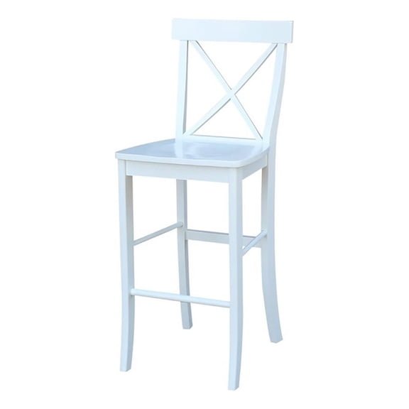 Pemberly Row 30" Solid Hardwood X-Back Bar Height Stool in White