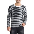 thumbnail image 1 of Camiseta de rayas INSPIRE CHIC Edición para hombres, cuello redondo, de manga larga, básica, talla 2XL, negra y gris, 1 of 6