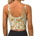 thumbnail image 4 of Uemuo Retro 70s 60s Flower Pattern Women's Sports Bra - High Impact Support, Breathable, and Comfortable Athletic Bra for Running, Yoga, and Workouts, 4 of 9