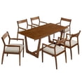 thumbnail image 6 of Modway Solara 7-Piece Wood Dining Set with Fabric Upholstered Armchairs in Walnut Heathered Weave Beige, 6 of 10