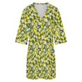 thumbnail image 5 of Lemon Branch With Leaves Flower Womens Dress With Pockets Summer V Neck 3/4 Sleeve Dress Plus Size Loose Dress, 5 of 7