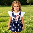 thumbnail image 2 of Ulitacool Girl'S 4Th Of July Clothes Patriotic Outfit Sleeveless Shorts Independence Day Star Print Tees Dress With And Adjustable Straps Fashion Clothing 12-24 Months White, 2 of 8