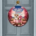 thumbnail image 2 of My Dog Is My Valentine Cute Corgi in Gift Box Round Wood Sign Welsh Corgi Dog Lover Gifts Idea Hanging Wall Home Decor - 3006, 2 of 5