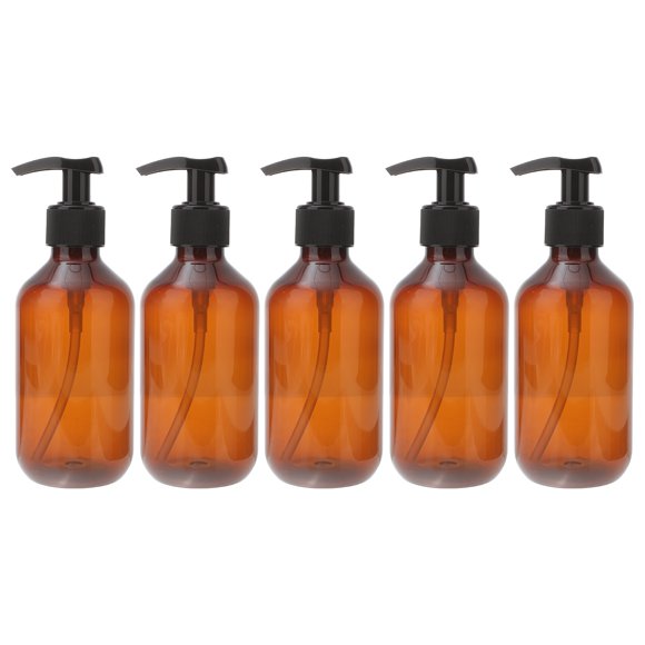 5Pcs 300ml Plastic Empty Bottles Shampoo Subpackaging Bottle Emulsion Pump Press Bottles Brown