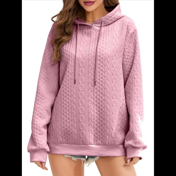 Sudadera con Capucha para Mujer, A , Cálida, Informal, Holgada, de Gran Tamaño. Rosa M