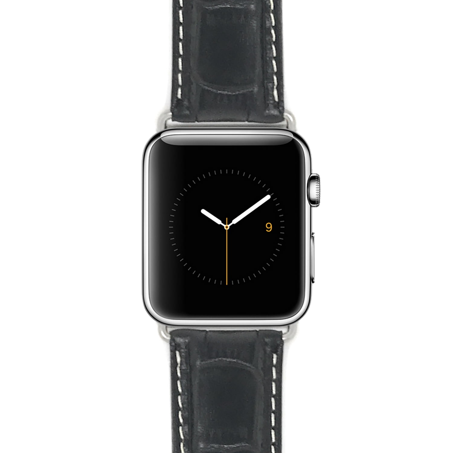 Black, Extra Long (XL), Mens' Alligator Style Leather 42mm Apple Watch