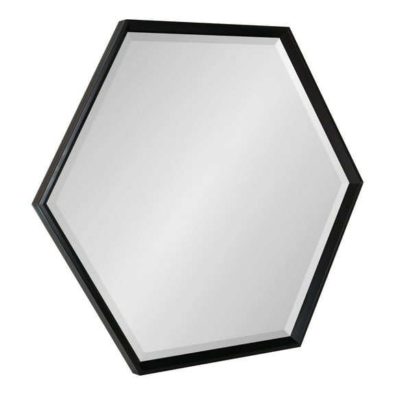 Kate and Laurel Calter Modern Hexagon Wall Mirror, 22 x 31, Black, Chic Indie Room Decor for Wall
